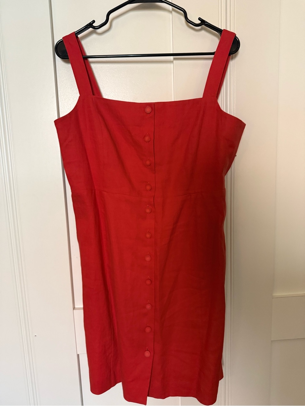 Sezane Red Button-Front Mini Dress
